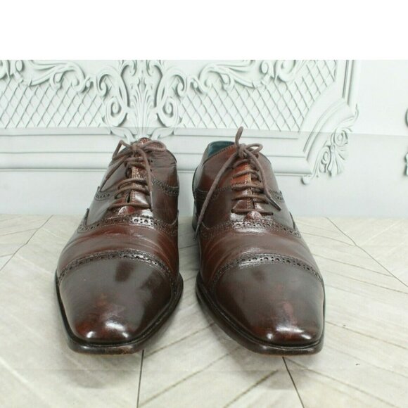 Cabani Brown Leather Lace Up Cap Toe Oxford Dress Shoes Size Eu 44 US 10.5 - Picture 3 of 9